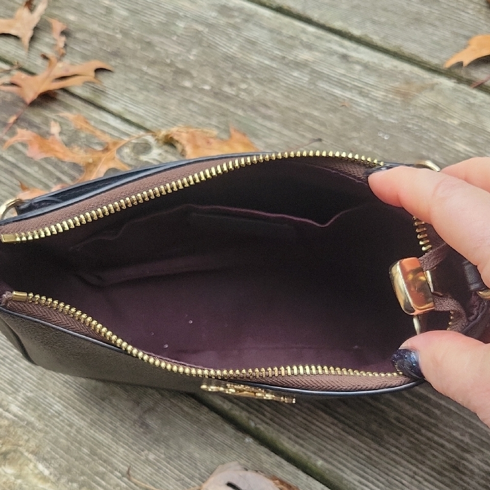 Coach Teri Shoulder Bag  Black and Walnut with Gold Accents - Picture 5 of 14